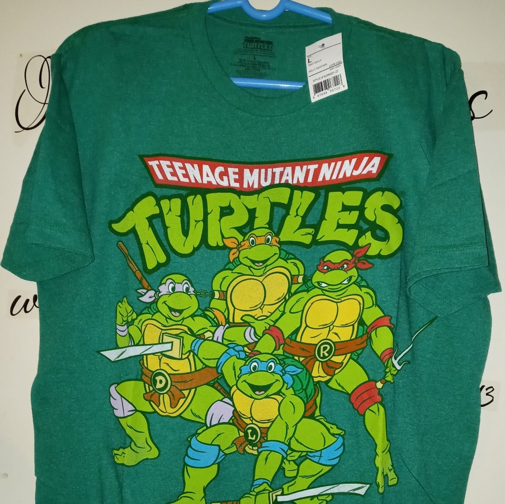 TMNT GREEN GRAPHIC TEE (SIZE: LARGE)
